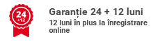 Garanție 24 luni + 12 luni în plus la înregistrare online